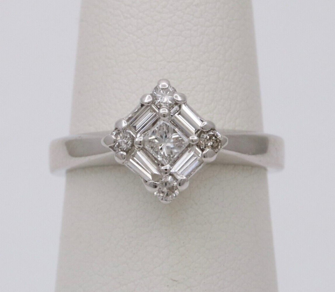 Vintage 14K White Gold Diamond Engagement ring , Anniversary Ring.