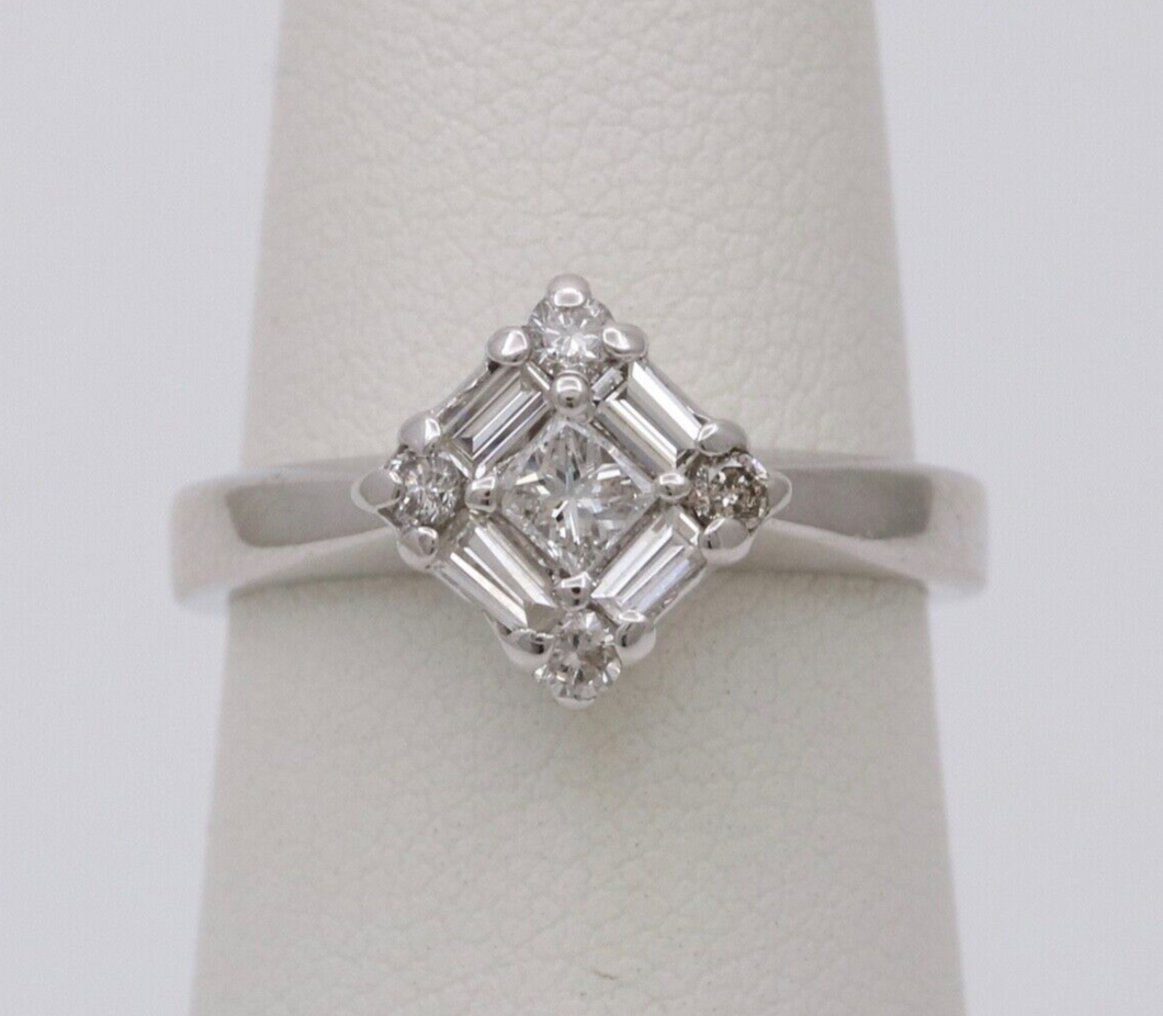 Vintage 14K White Gold Diamond Engagement ring , Anniversary Ring.