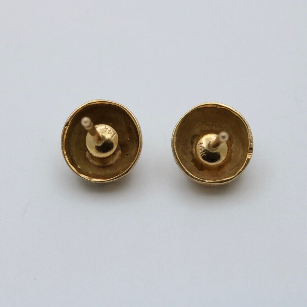 Vintage 14K Turquoise Black Enamel Forget Me Not Studs
