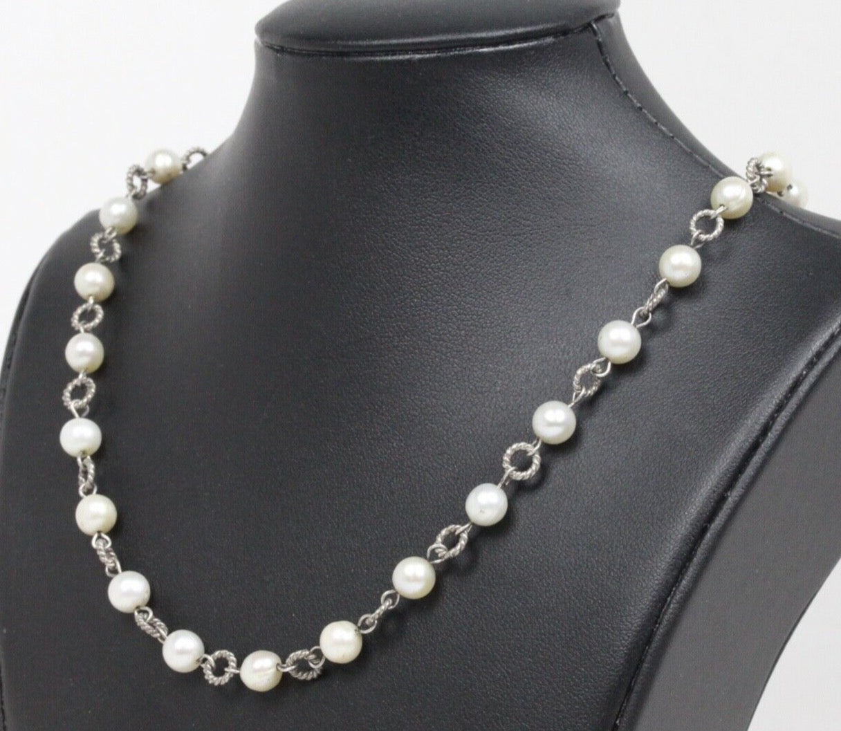 Vintage Pearl Beaded 925 Sterling Silver Necklace