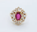 Elegant Ruby Diamonds 18K Yellow Gold Vintage Cluster Ring