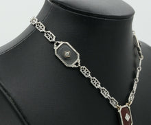 Load image into Gallery viewer, Art Deco Platinum 14K White Gold Crystal Diamonds Necklace Pendant
