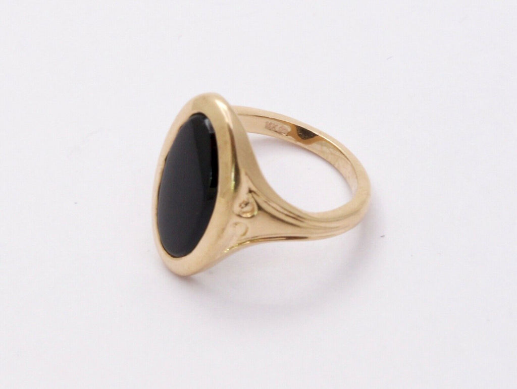 Vintage Black Onyx Signet 14K Yellow Gold Unisex Ring