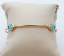 Load image into Gallery viewer, Vintage Ladies Turquoise 925 Gold Vermeil Bangle Bracelet
