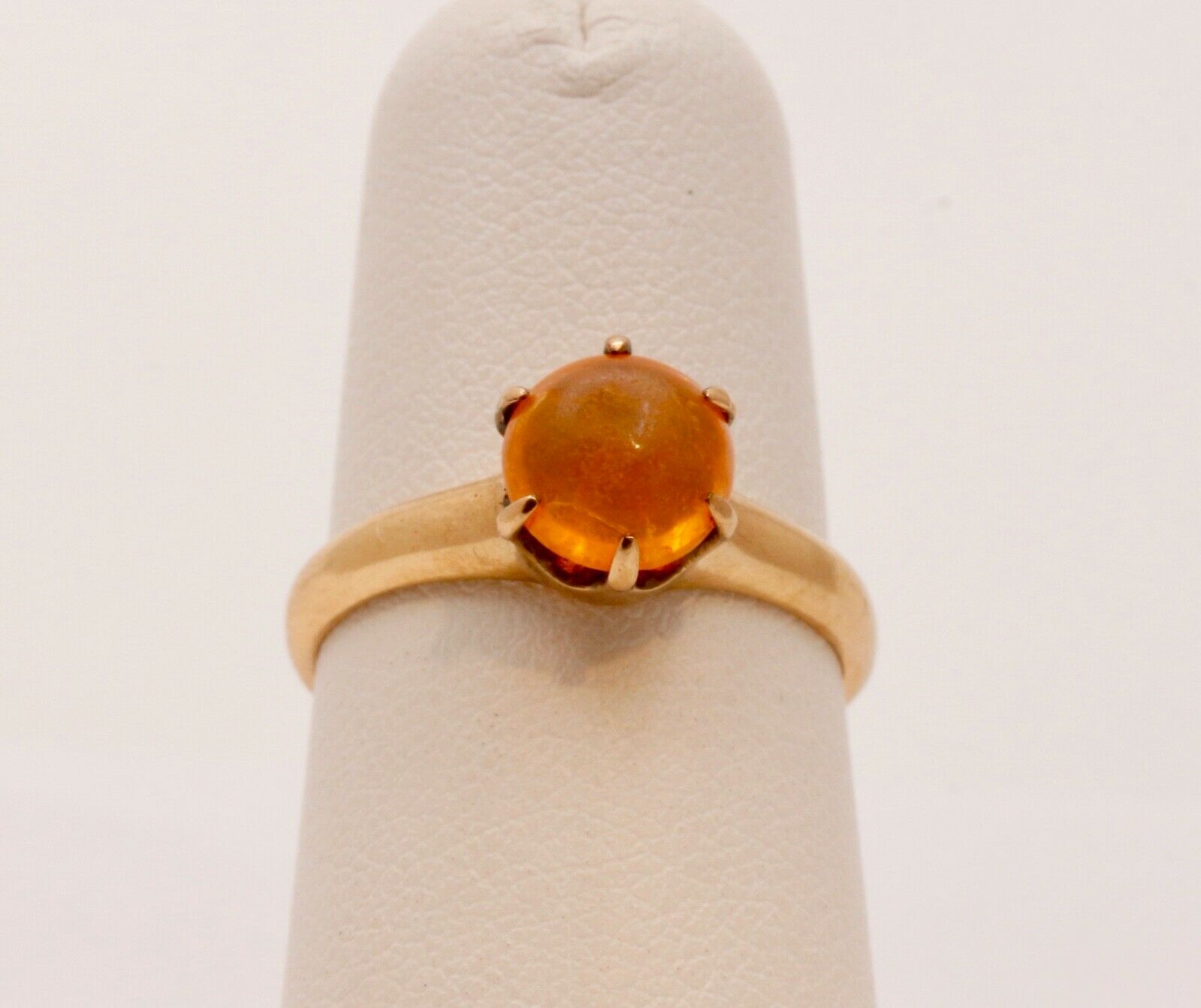Victorian Mexican Opal Solitaire 14K Yellow Gold Ring