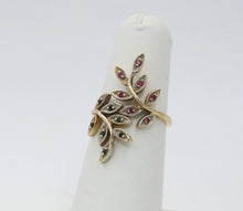 Load image into Gallery viewer, Vintage Floral 14K Yellow Gold Ruby Emerald Ring
