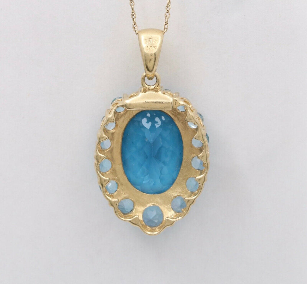 Vintage London Blue Topaz 14K Yellow Gold Pendant