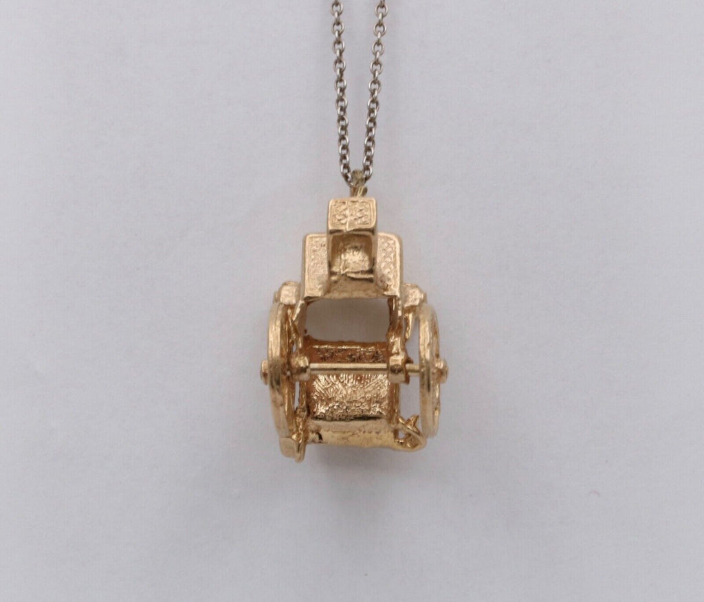 Vintage 9K Yellow Gold Carriage Charm Pendant.