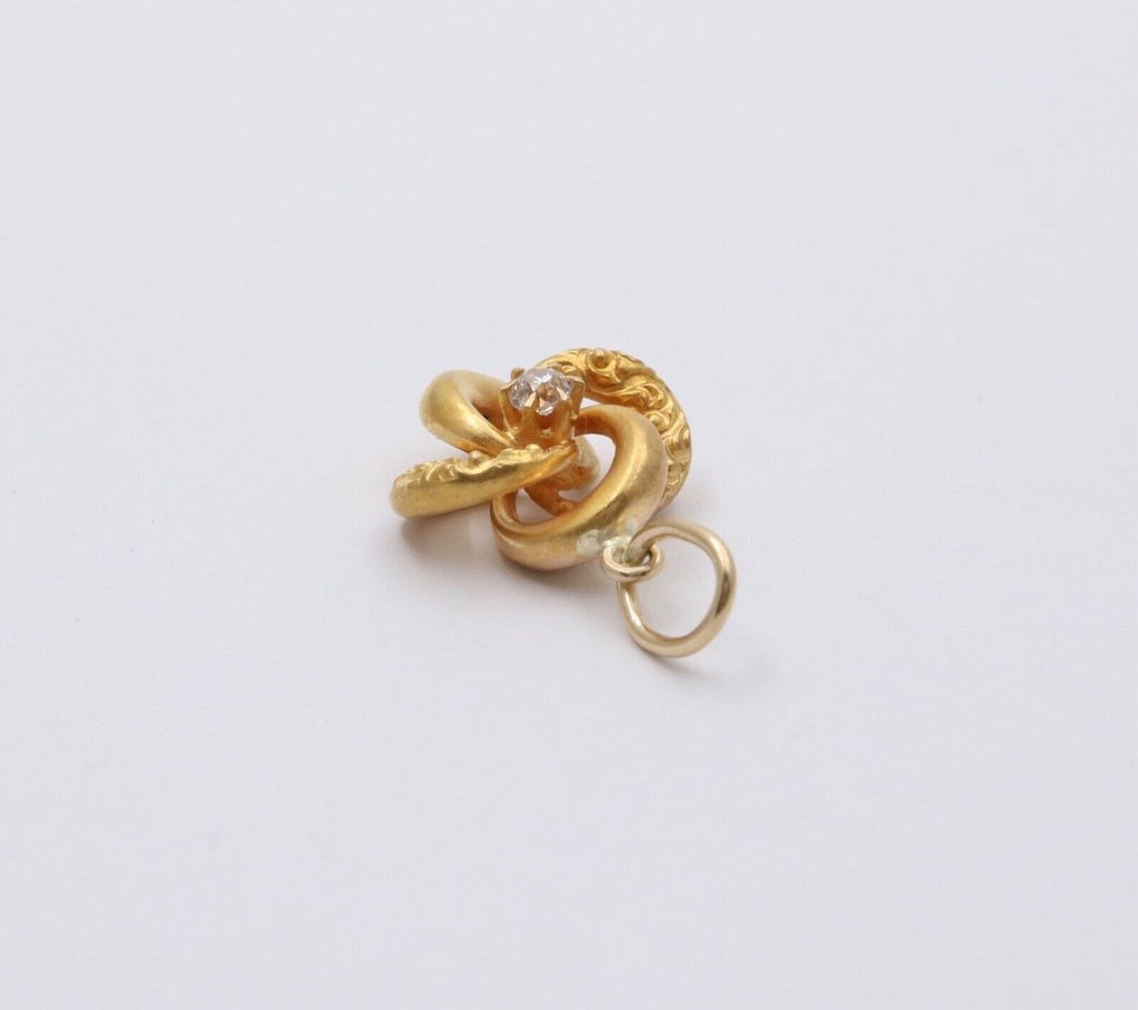 Art Deco Infinity Hoops Diamond 18K Yellow Gold Pendant