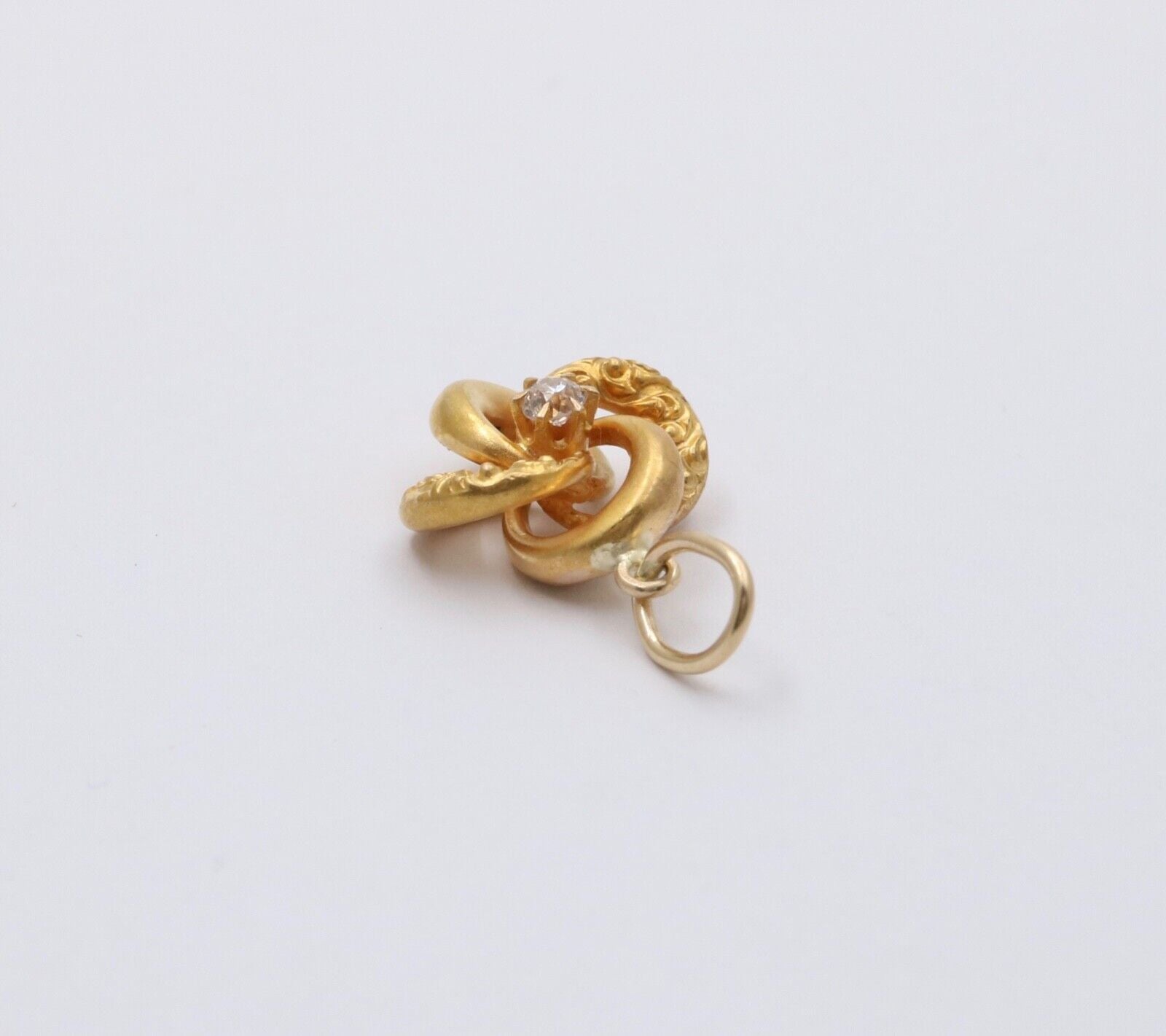 Art Deco Infinity Hoops Diamond 18K Yellow Gold Pendant
