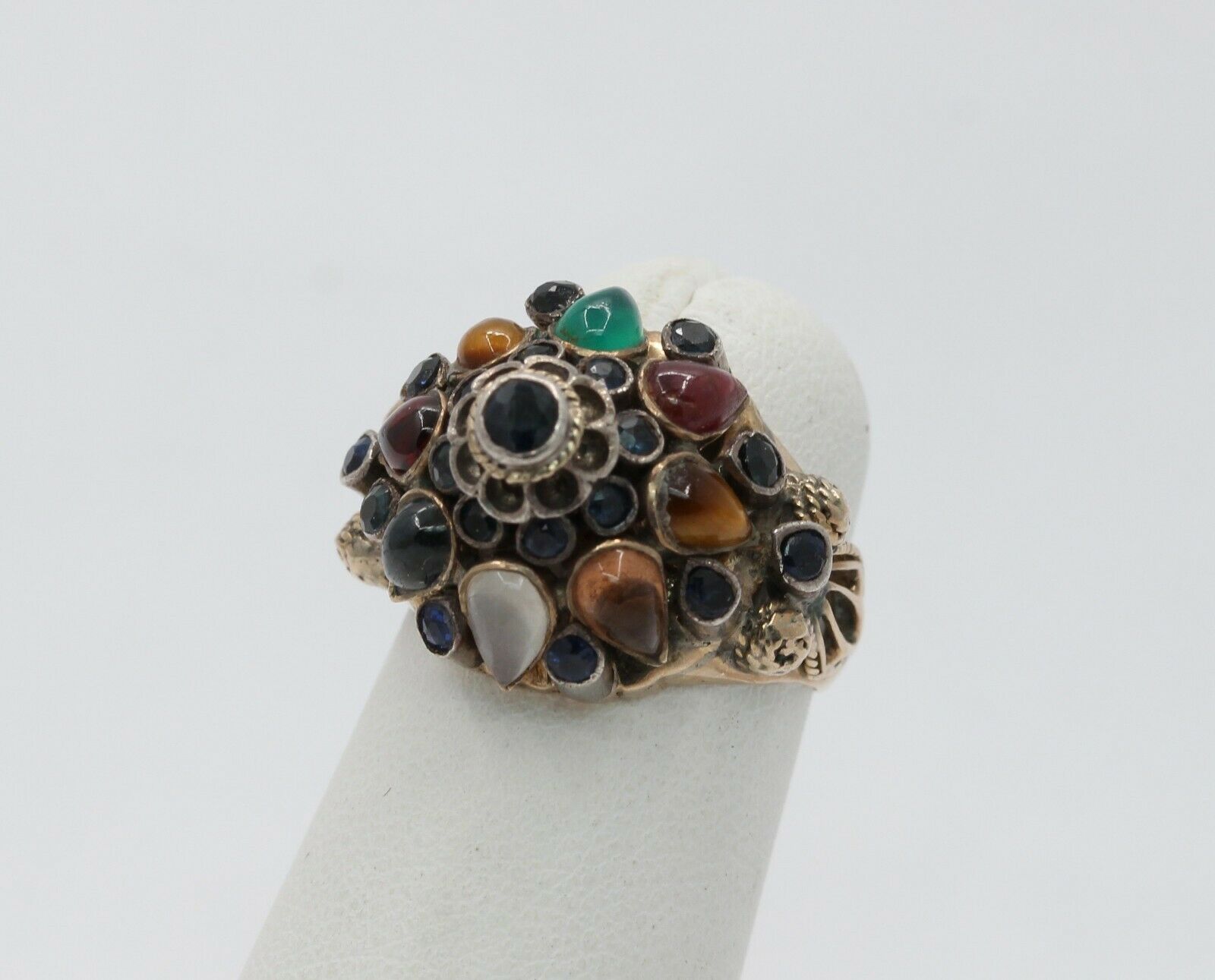 Vintage 18K Yellow Gold East Harmen Multi-Stone Ring