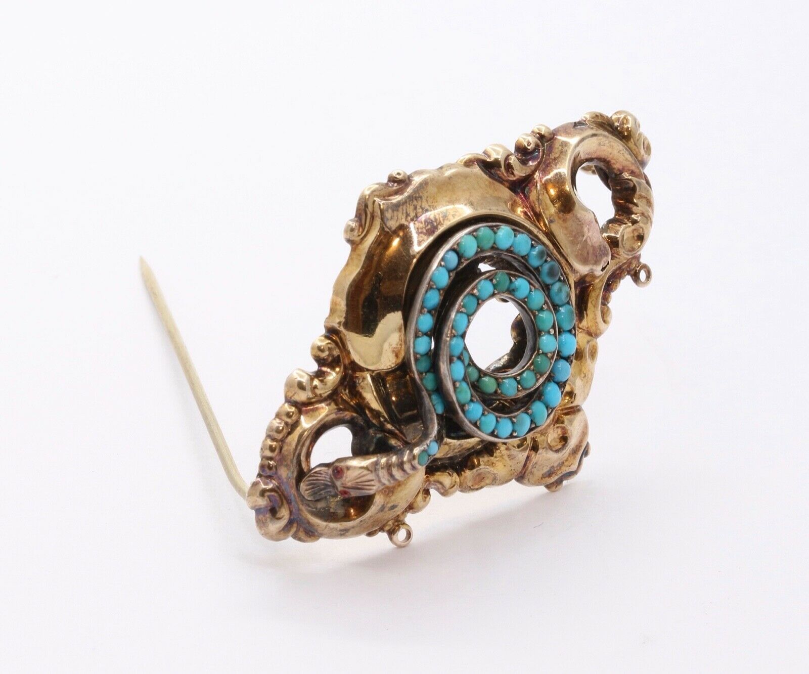 Victorian Snake Turquoise Brooch Pendant
