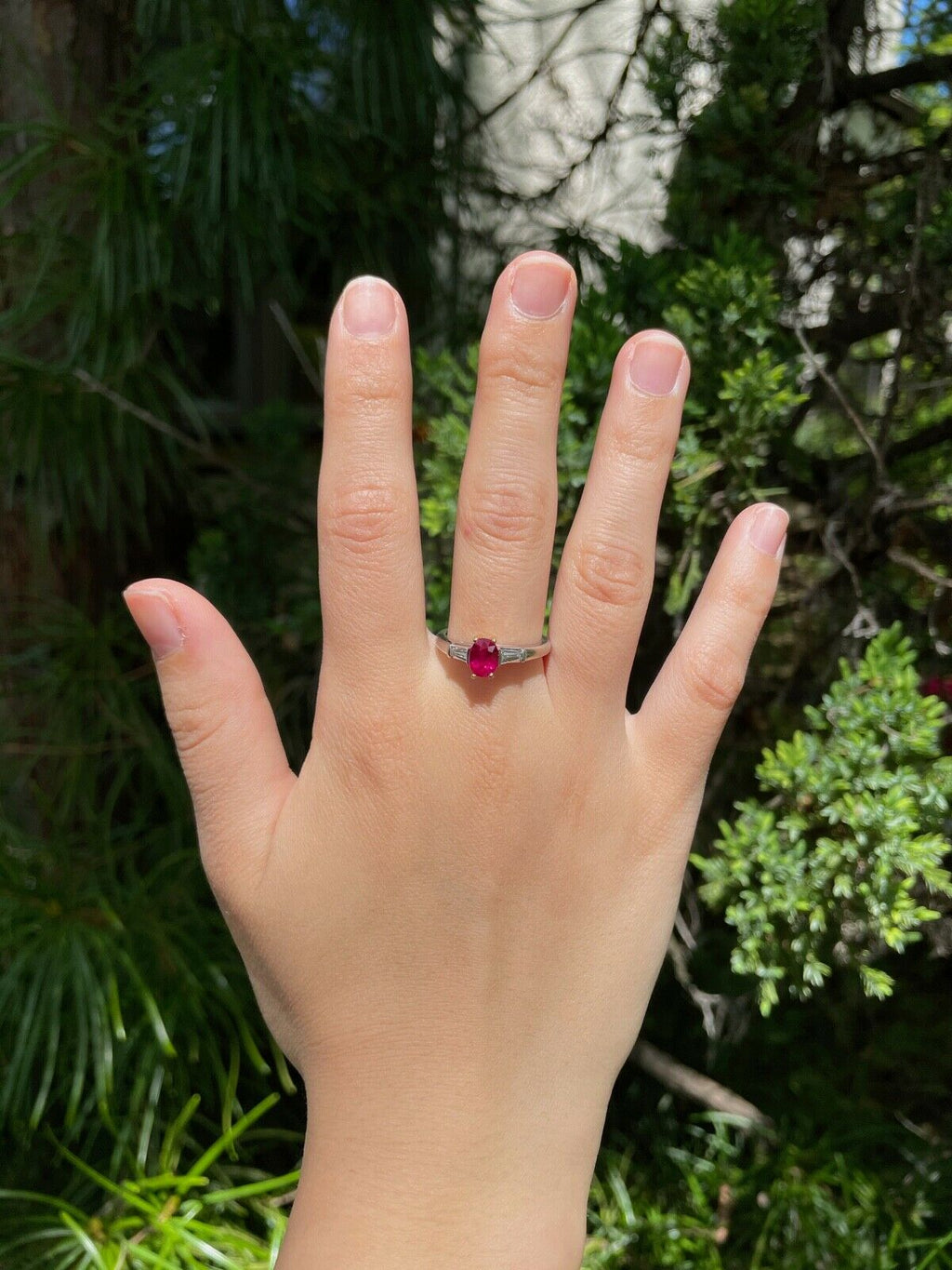 Vintage Tiffany & Co. Burma Ruby Baguette Diamonds Platinum18K Ring
