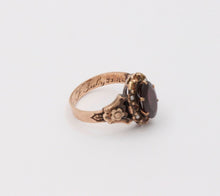 Load image into Gallery viewer, Victorian 9K Rose Gold Garnet Solitaire Ring, Statement Ring
