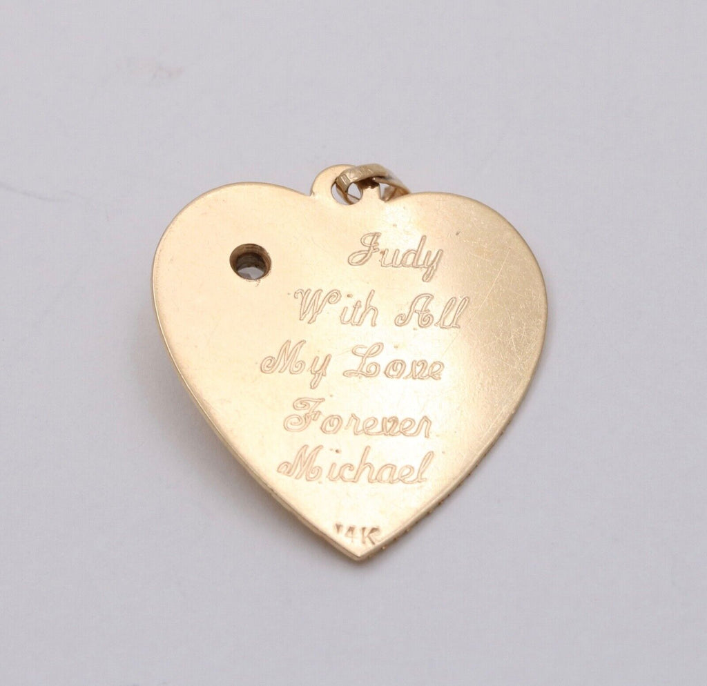 Vintage Heart 14K Yellow Gold CZ Pendant