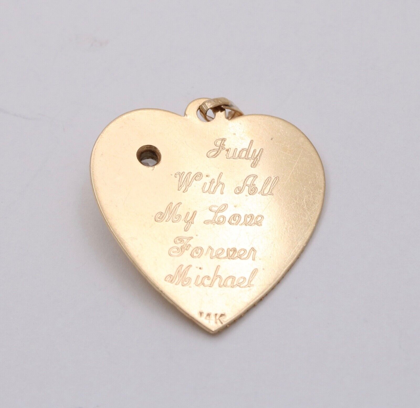 Vintage Heart 14K Yellow Gold CZ Pendant