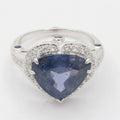 Vintage 18K White Gold Trillion- Cut Sapphire Diamond Halo Ring
