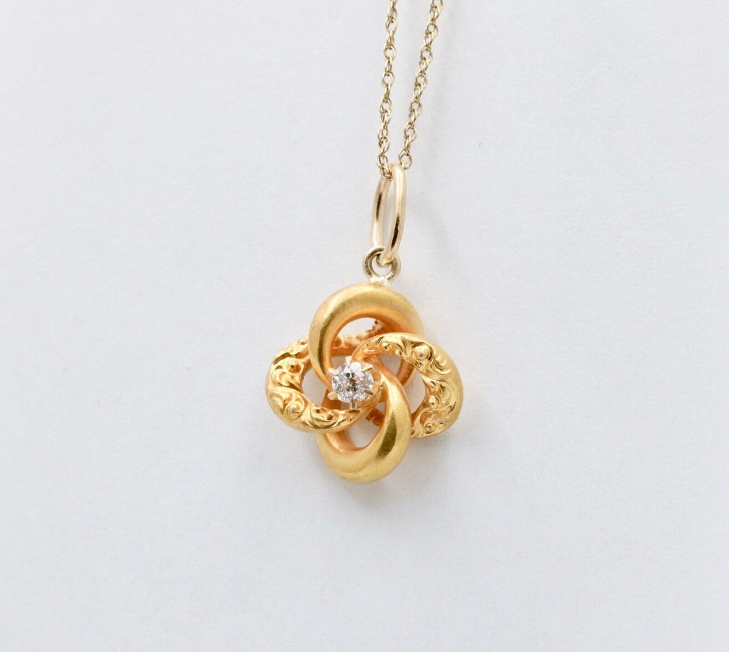 Art Deco Infinity Hoops Diamond 18K Yellow Gold Pendant