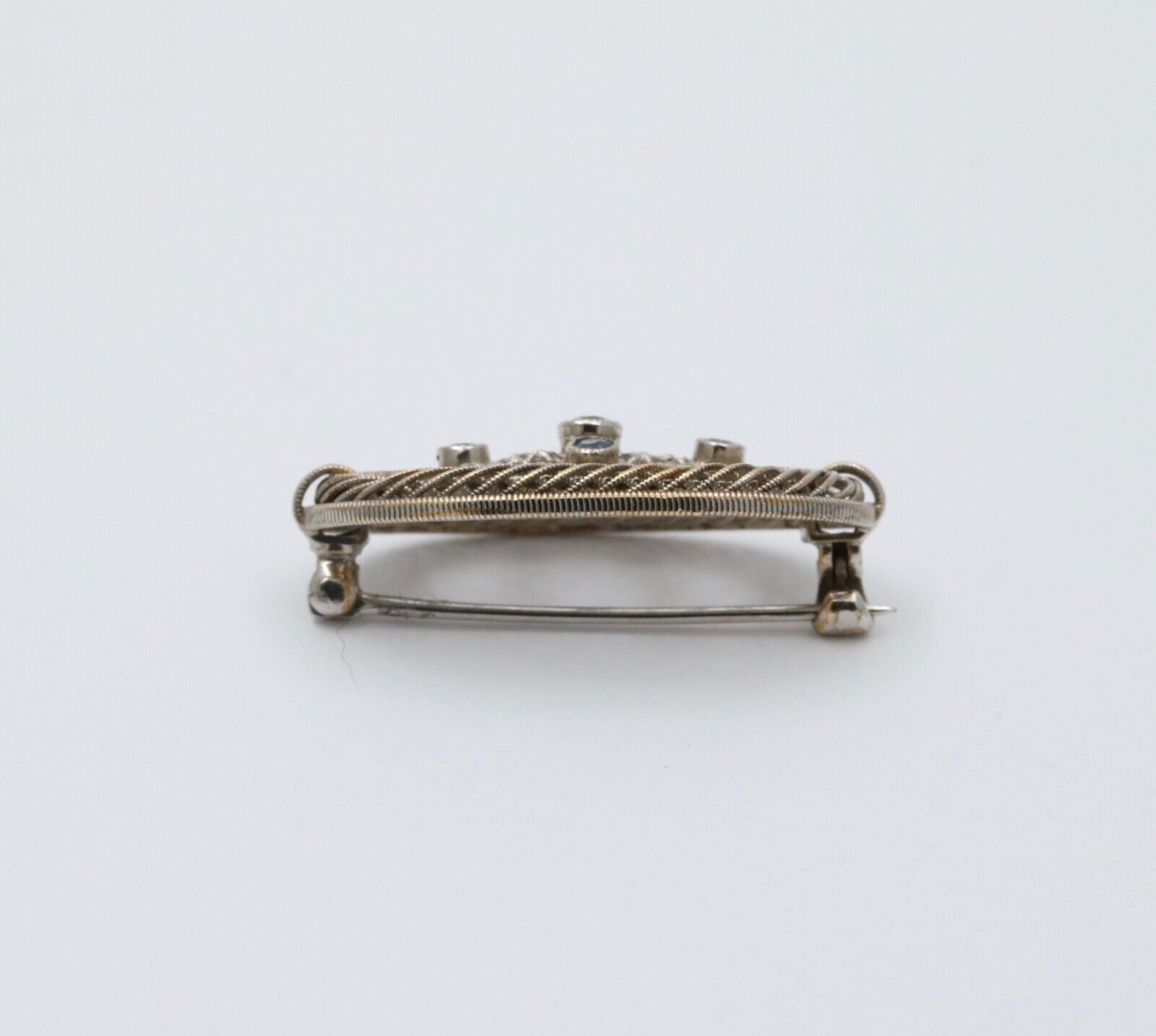 Antique Art Deco Filigree Diamond & Sapphire Brooch, Pin