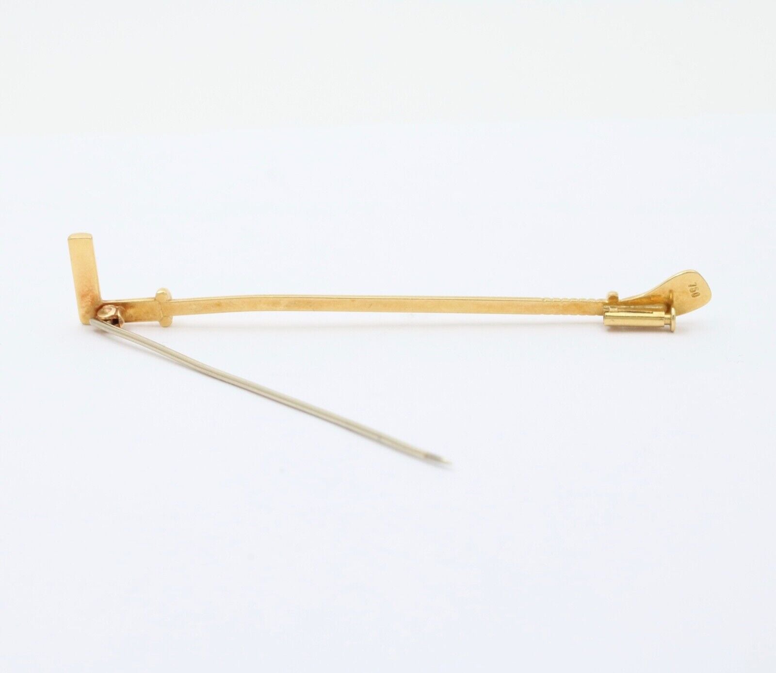 Vintage Horse Riding Crop 18K Yellow Gold Brooch Pin