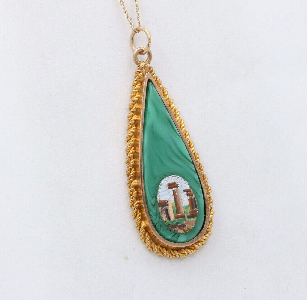 Vintage Micro-Mosaic Malachite Pendant