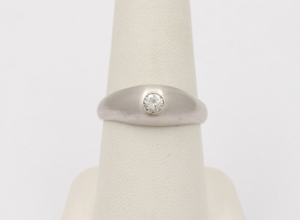 Vintage Unisex Diamond 14K White Gold Gypsy Ring