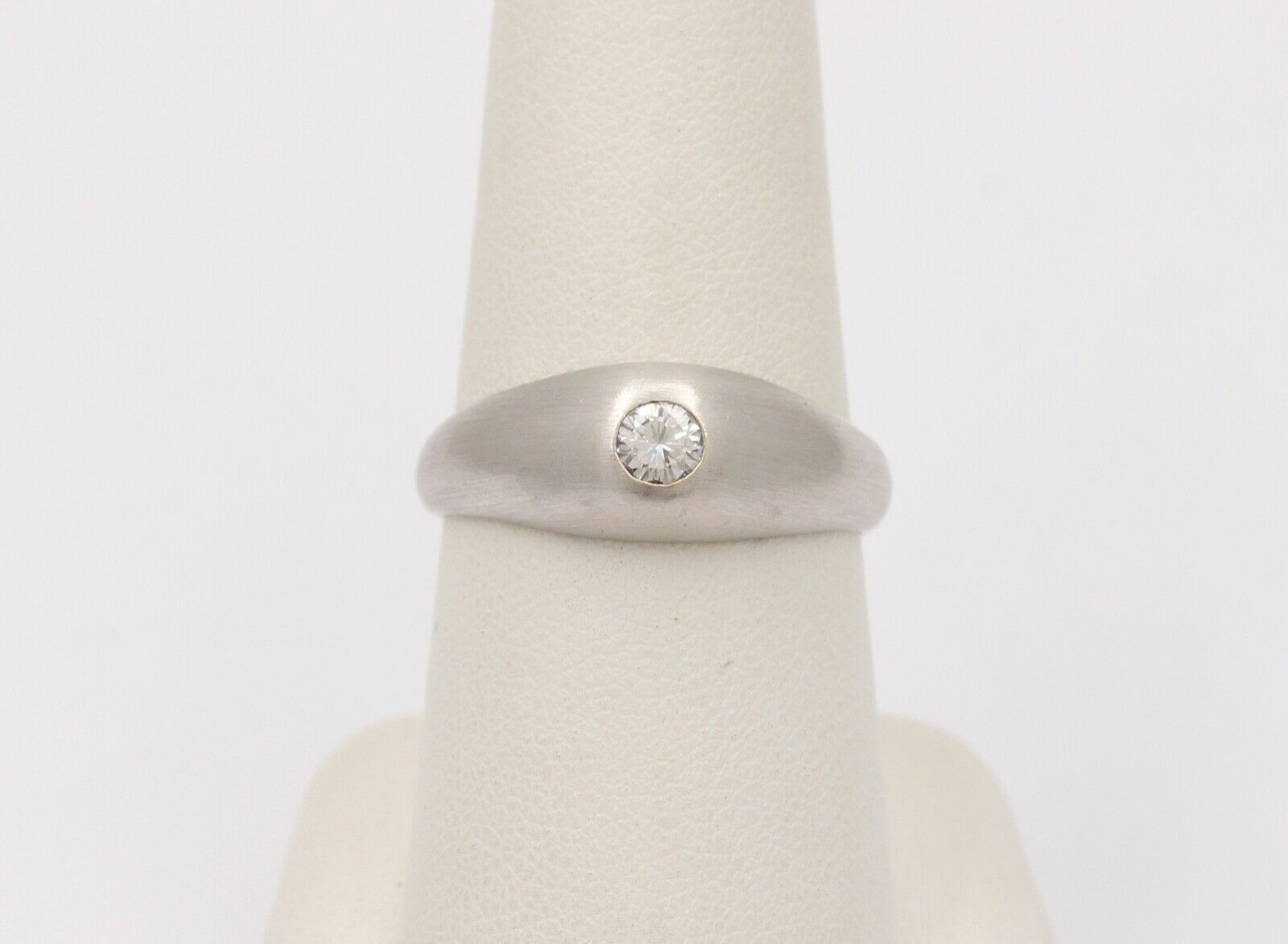 Vintage Unisex Diamond 14K White Gold Gypsy Ring