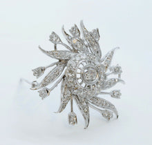 Load image into Gallery viewer, Ladies Vintage Flower Pinwheel !4K White Gold Diamonds Brooch Pin Pendant
