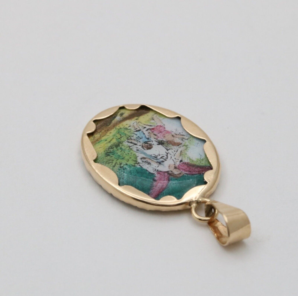 Vintage Angel Pendant Charm 10K Yellow Gold