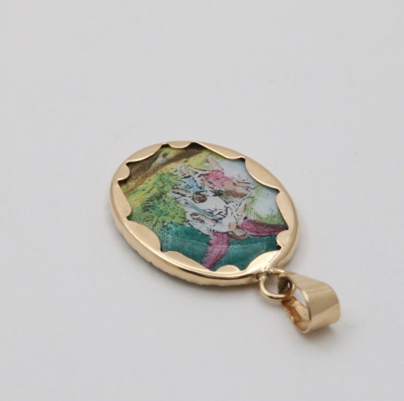 Vintage Angel Pendant Charm 10K Yellow Gold