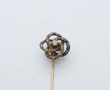 Load image into Gallery viewer, Rare Victorian Diamond Enamel 14K Yellow Gold Stick Pin
