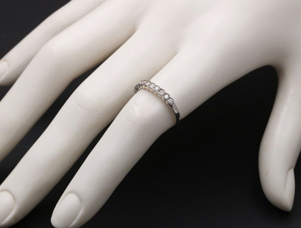 Vintage Diamonds 14K White Gold Wedding Band Stacking Ring