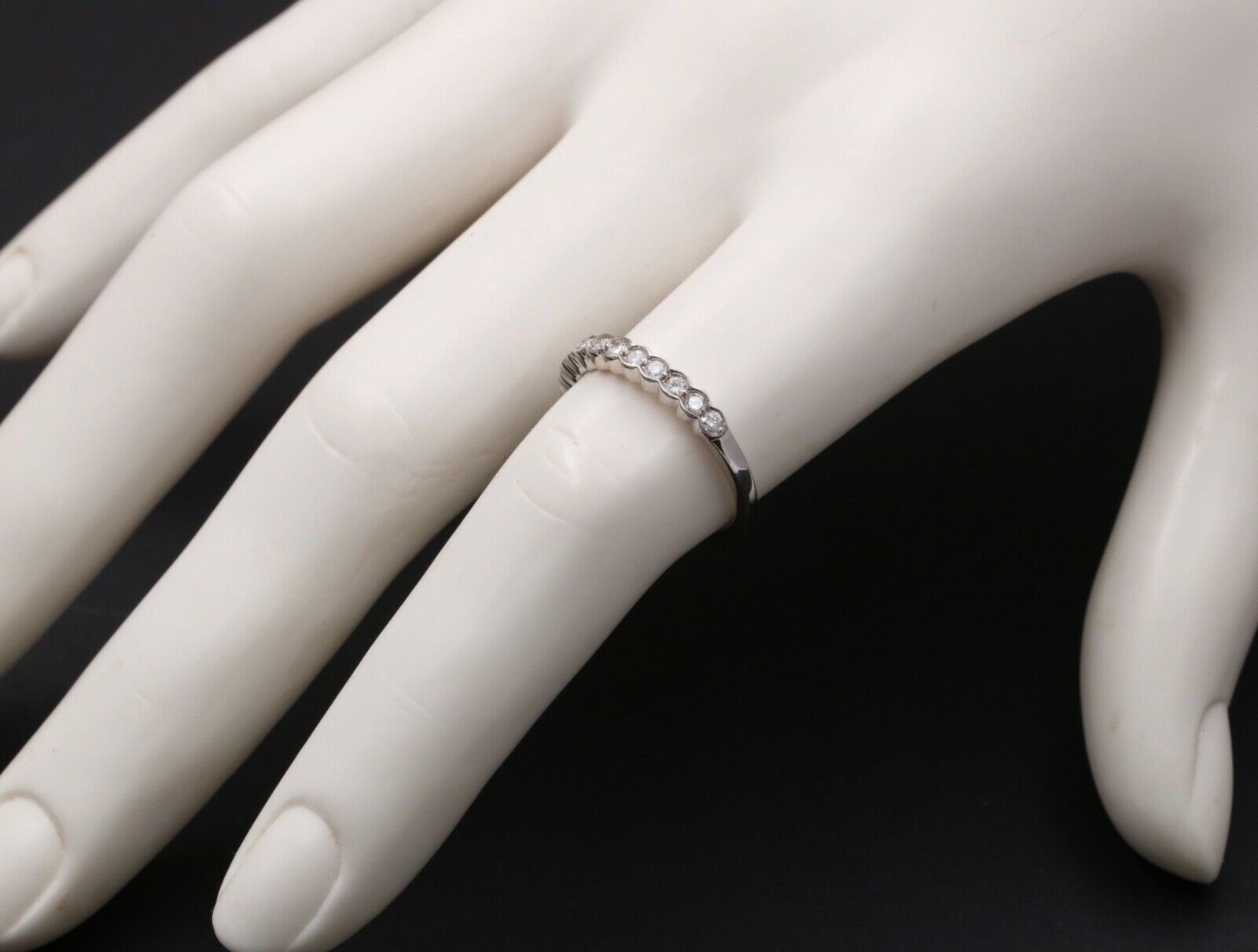 Vintage Diamonds 14K White Gold Wedding Band Stacking Ring