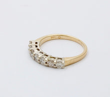 Load image into Gallery viewer, Vintage 14K Gold Seven Diamond Ring Band, Wedding Band.
