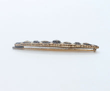 Load image into Gallery viewer, Edwardian 18K Yellow Gold Sterling Silver Diamonds Sapphires Brooch Pin
