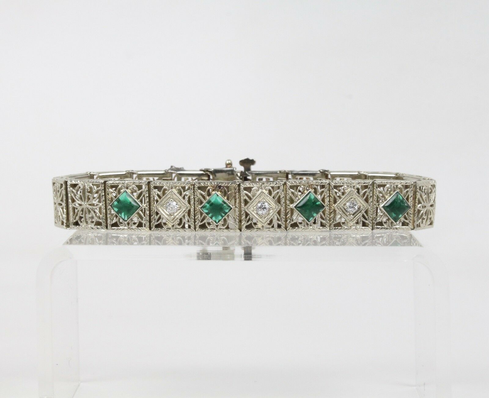Art Deco Diamond 14K White Gold Diamonds Ladies Bracelet