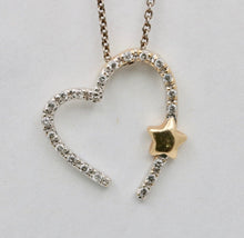 Load image into Gallery viewer, Vintage Heart on a Star Diamonds 14K White Yellow Gold Pendant
