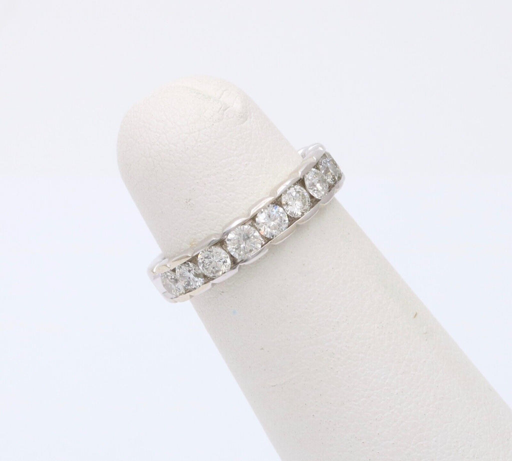 Vintage 14K White Gold Diamond Half Eternity Band.