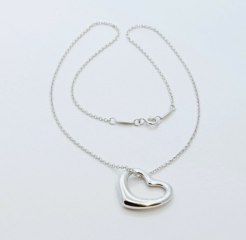 Tiffany and Co Elsa Peretti Spain 925 Floating Heart and Chain Pendant