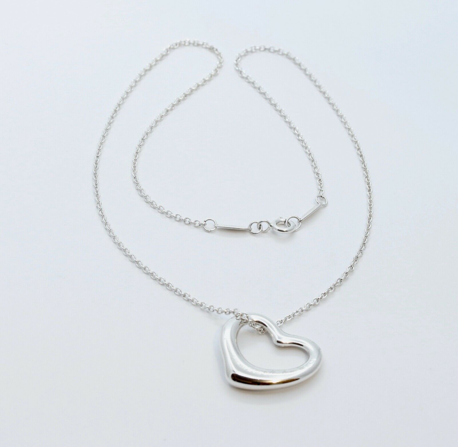 Tiffany and Co Elsa Peretti Spain 925 Floating Heart and Chain Pendant
