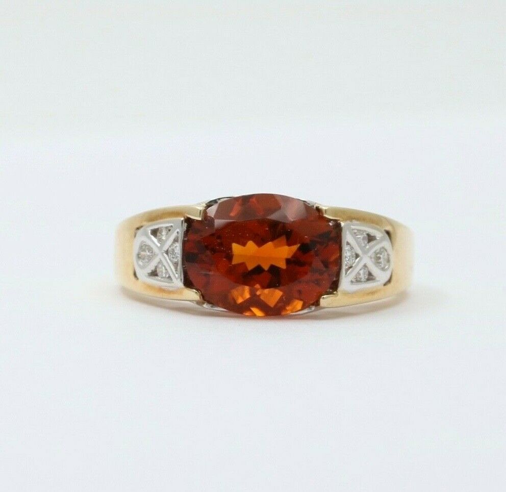 Classic 14K Yellow Gold Madeira Citrine Diamond Ring Engagement Ring