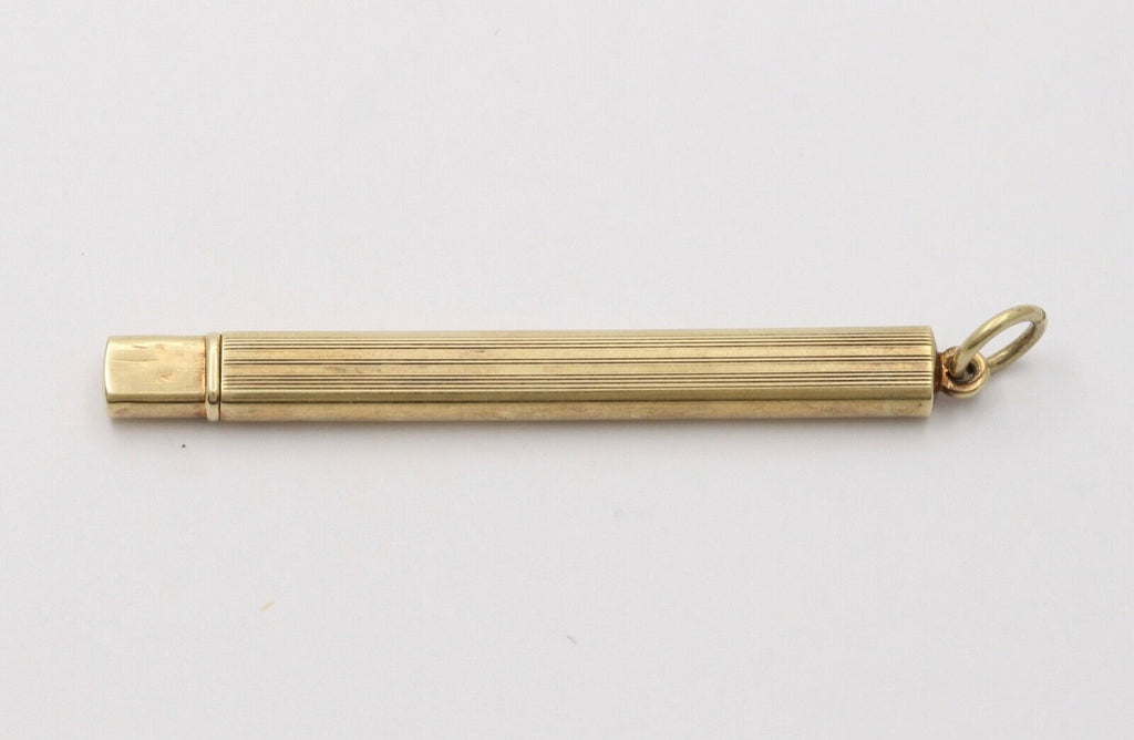 Vintage Tiffany & Co 14K Yellow Gold Pencil Case Pendant Necklace, Charm