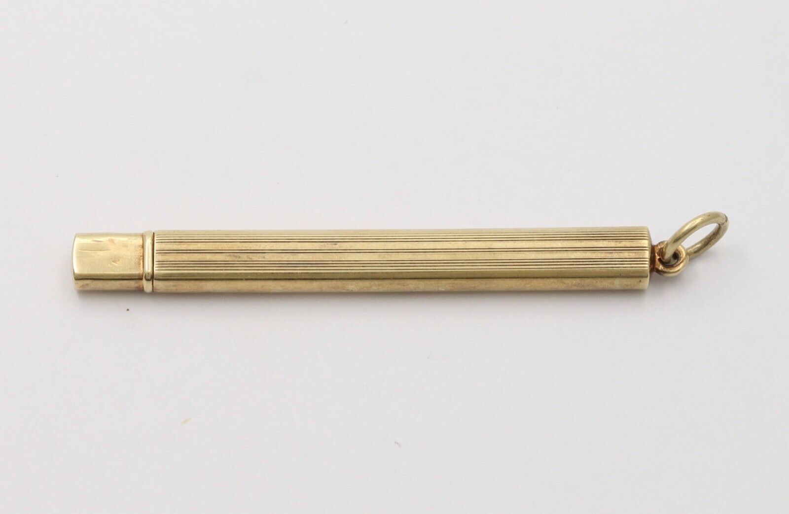 Vintage Tiffany & Co 14K Yellow Gold Pencil Case Pendant Necklace, Charm