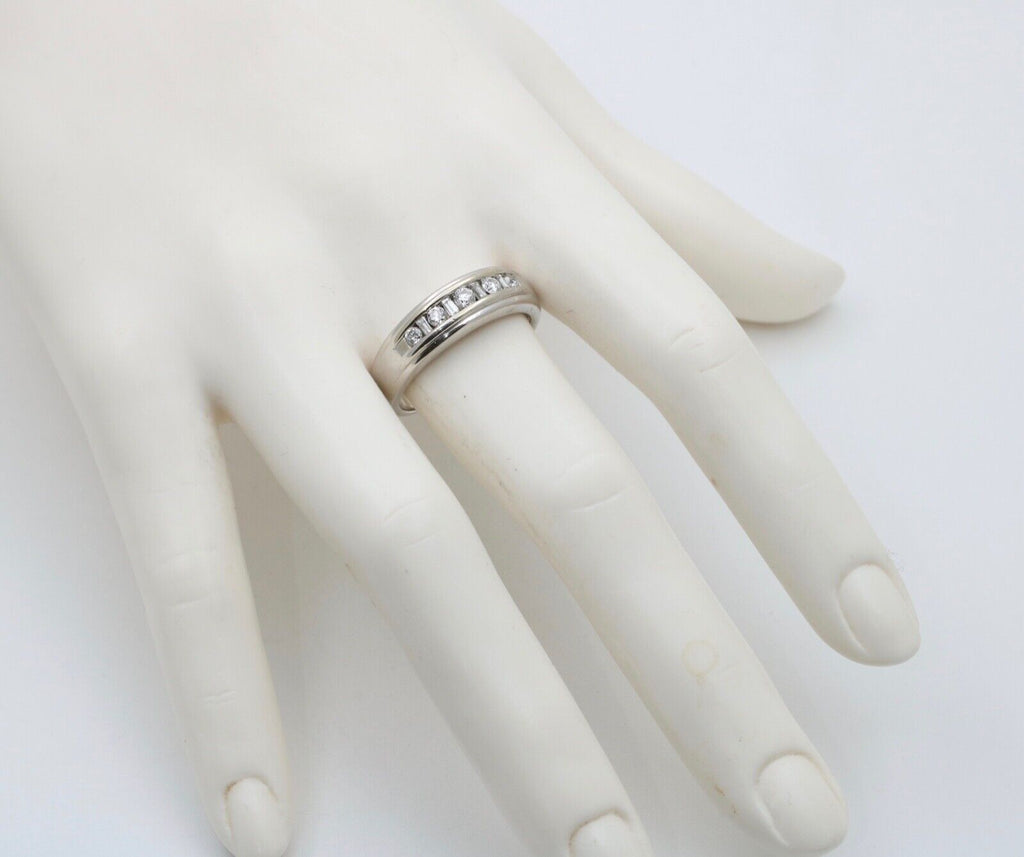 Vintage Round Baguette Cut Diamond 14K White Gold Ring
