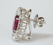 Load image into Gallery viewer, Pink Tourmaline Rose Cut Diamonds 18K White Gold Earrings
