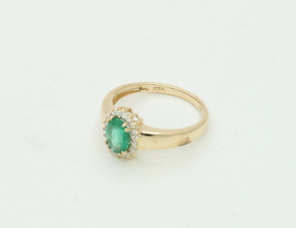Vintage 14K Yellow Gold Diamond Emerald Ring