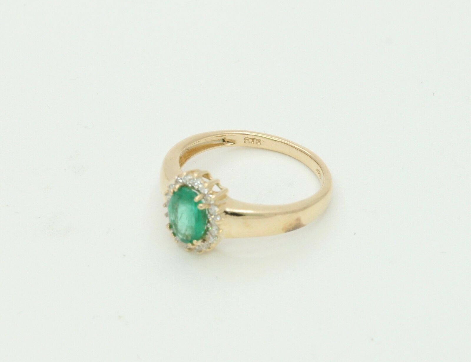 Vintage 14K Yellow Gold Diamond Emerald Ring