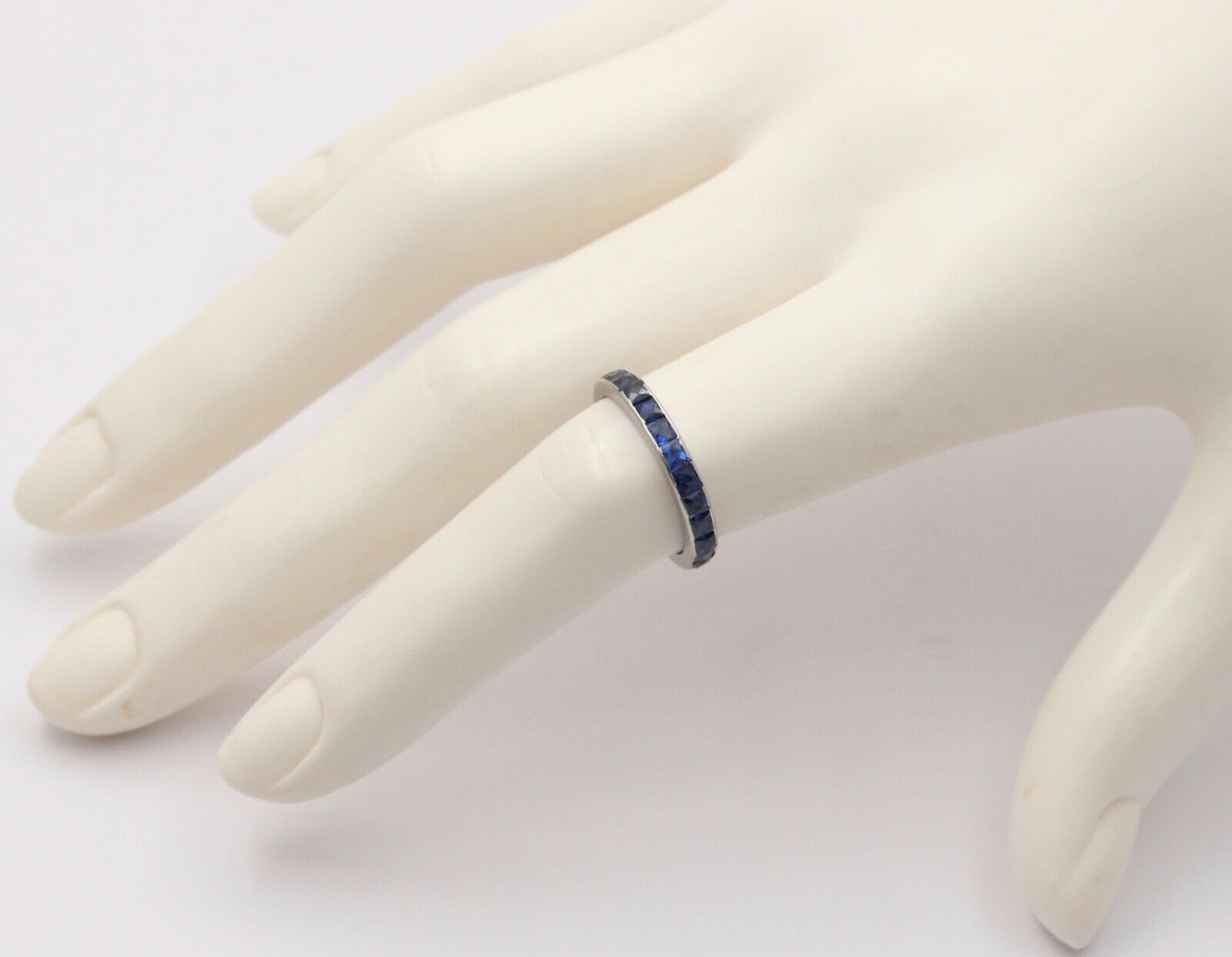 Vintage Platinum French Cut Sapphires Eternity Band