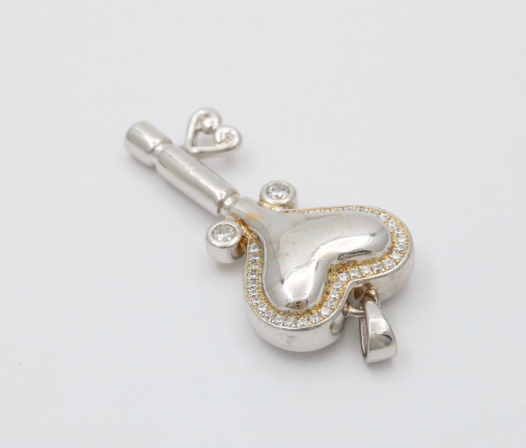 Classic Sterling Silver Open your Heart Key Charm Pendant