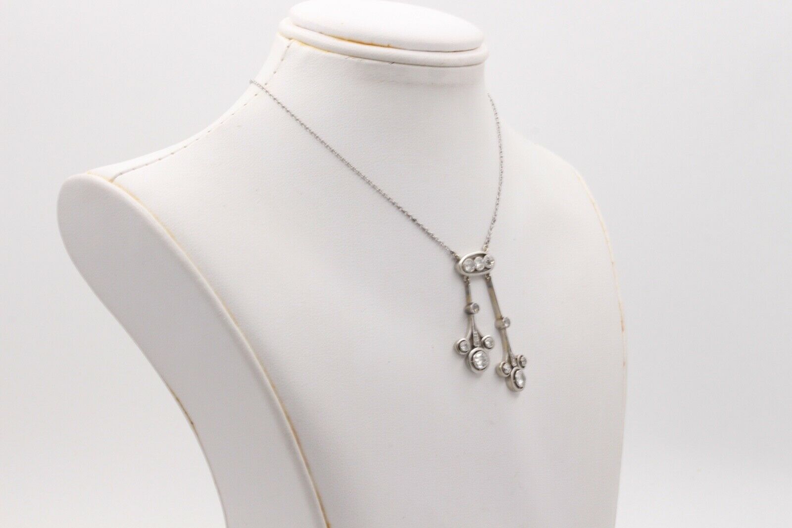 Art Deco Old Mine Diamonds Platinum Pendant and Chain